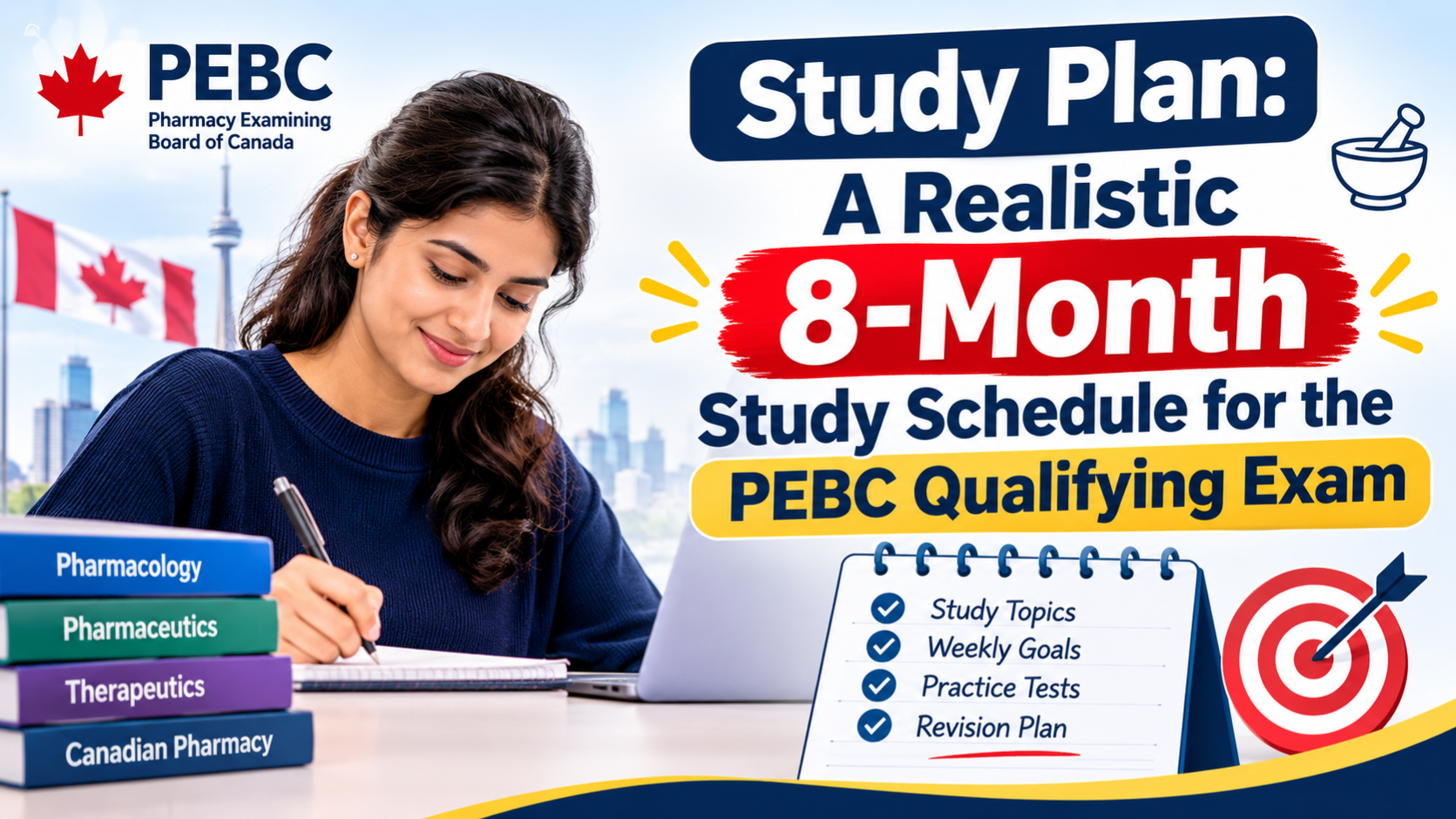 Study Plan: A realistic 8-month study schedule for the PEBC Qualifying Exam